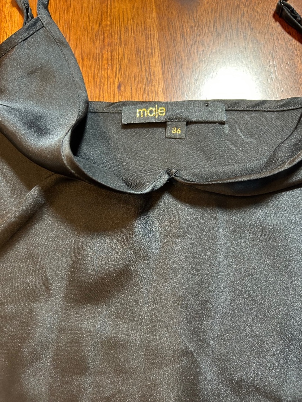 Maje Black Satin Camisole Top
